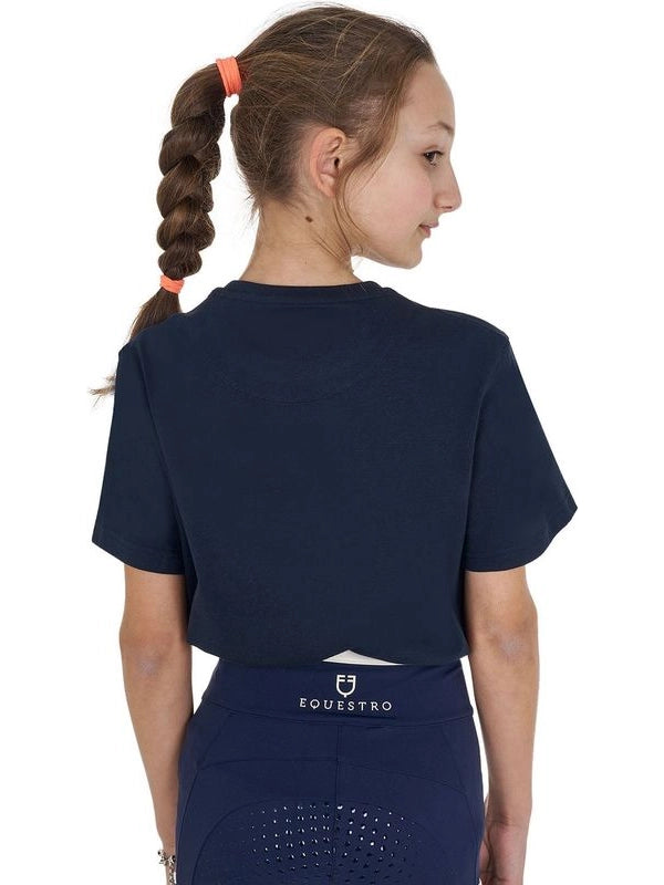 T-shirt bambina Monaco in cotone con strass