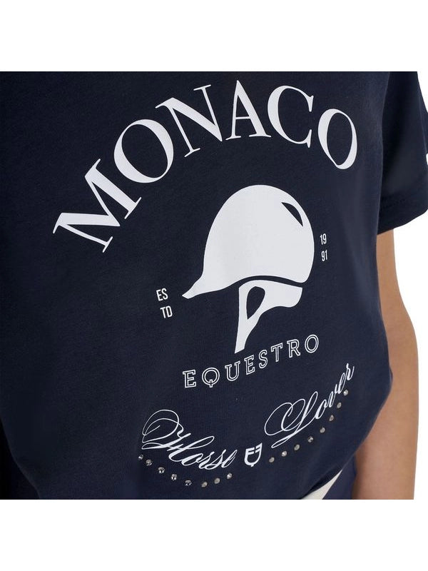 T-shirt bambina Monaco in cotone con strass