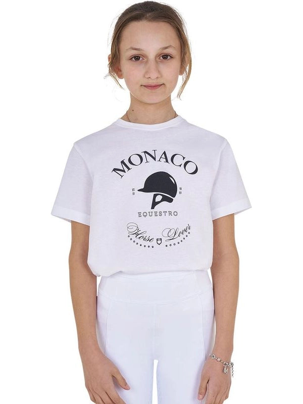 T-shirt bambina Monaco in cotone con strass