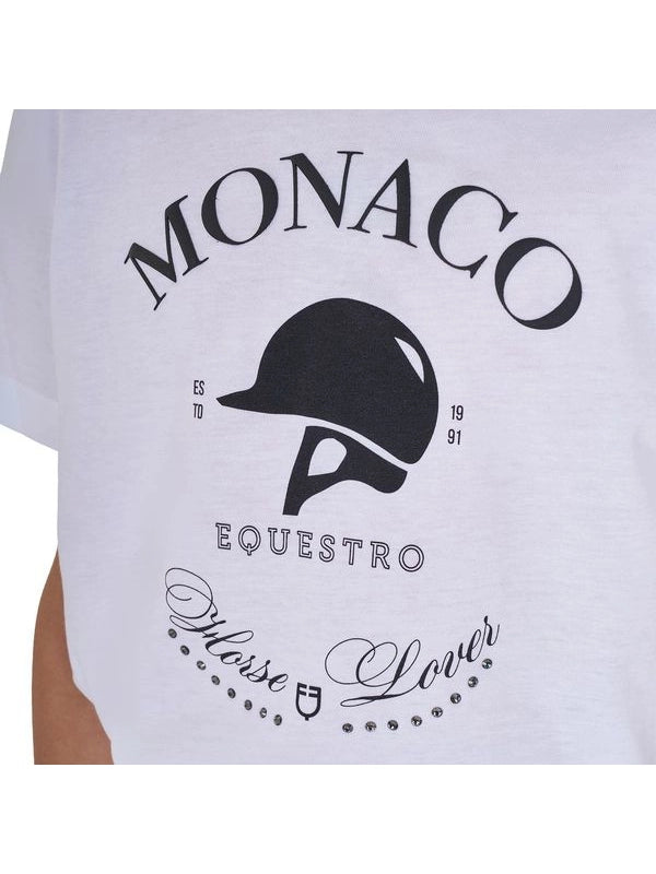 T-shirt bambina Monaco in cotone con strass