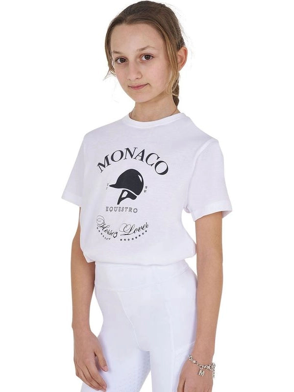 T-shirt bambina Monaco in cotone con strass