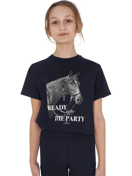T-shirt bambina Ready To The Party in cotone con strass