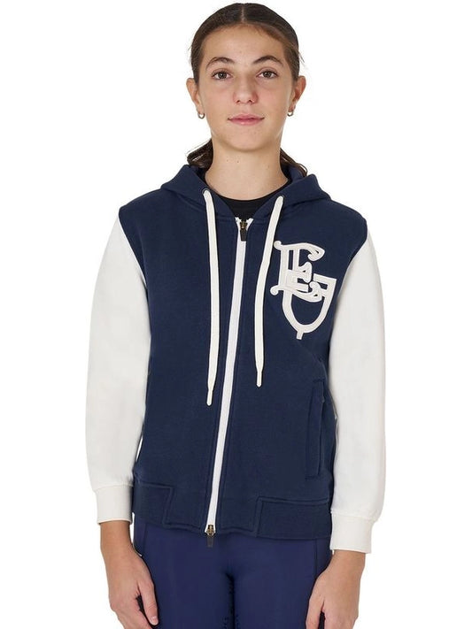 Felpa bambina EQ bicolore con zip frontale