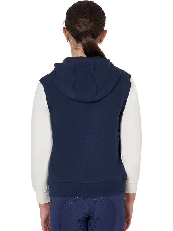Felpa bambina EQ bicolore con zip frontale