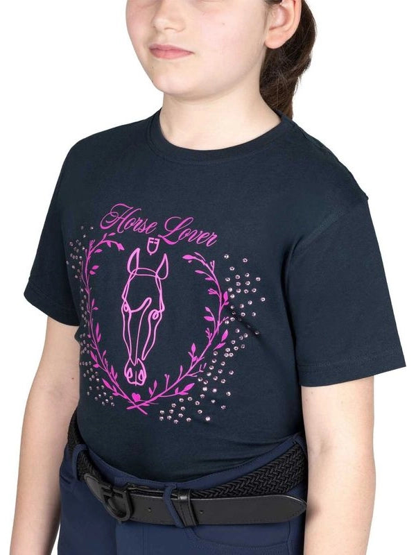 T-shirt bambina Horse Lover in cotone