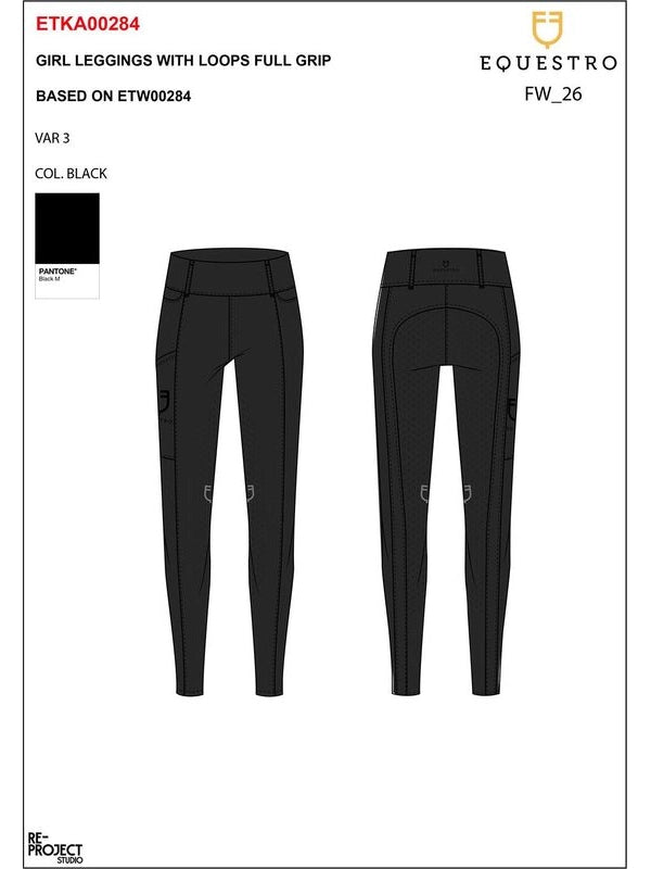 Leggings bambina a vita alta full grip con passanti