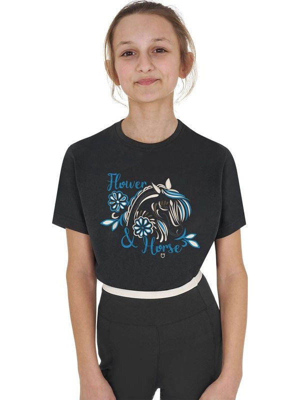T-shirt bambina Flower Horse in cotone