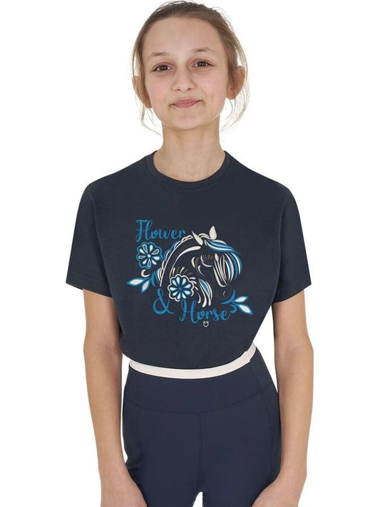 T-shirt bambina Flower Horse in cotone
