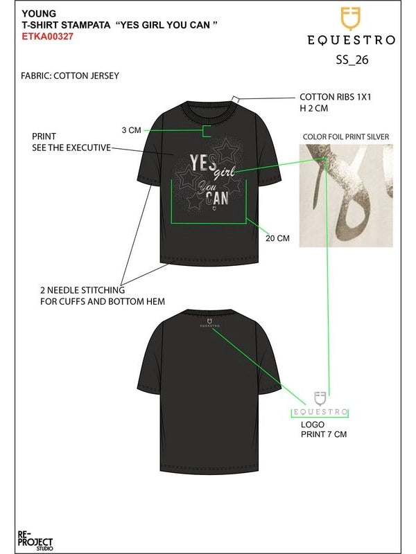 T-shirt bambina Yes Girl You Can in cotone