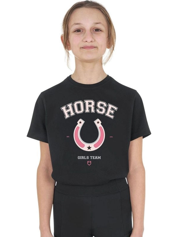 T-shirt bambina Horse Team in cotone