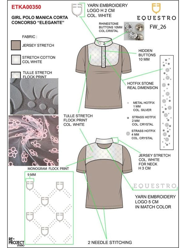 Polo da concorso bambina con tulle