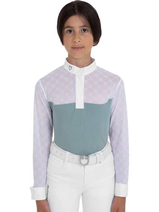 Polo da concorso bambina manica lunga con tulle