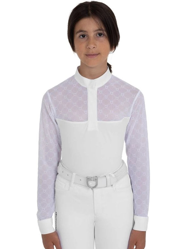 Polo da concorso bambina manica lunga con tulle