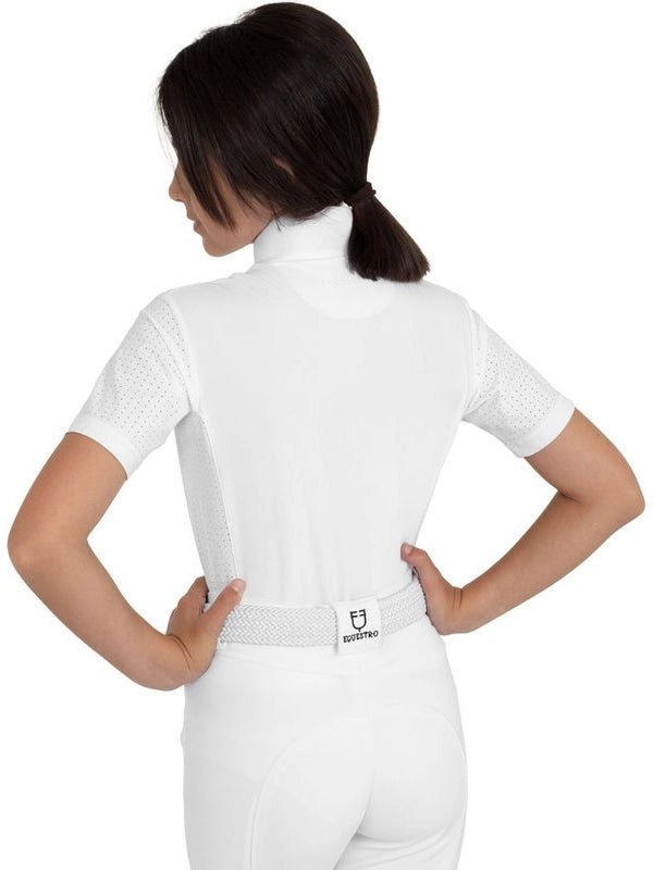 Polo da concorso bambina a manica corta con inserti mesh