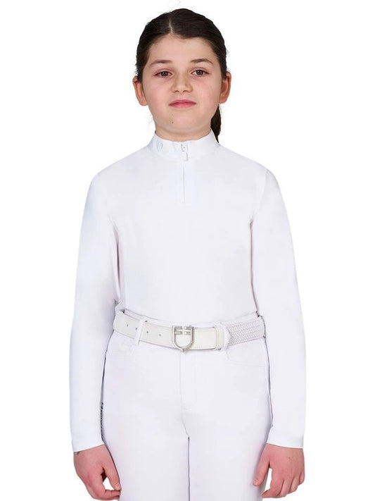 Polo da concorso bambina con inserti micromesh