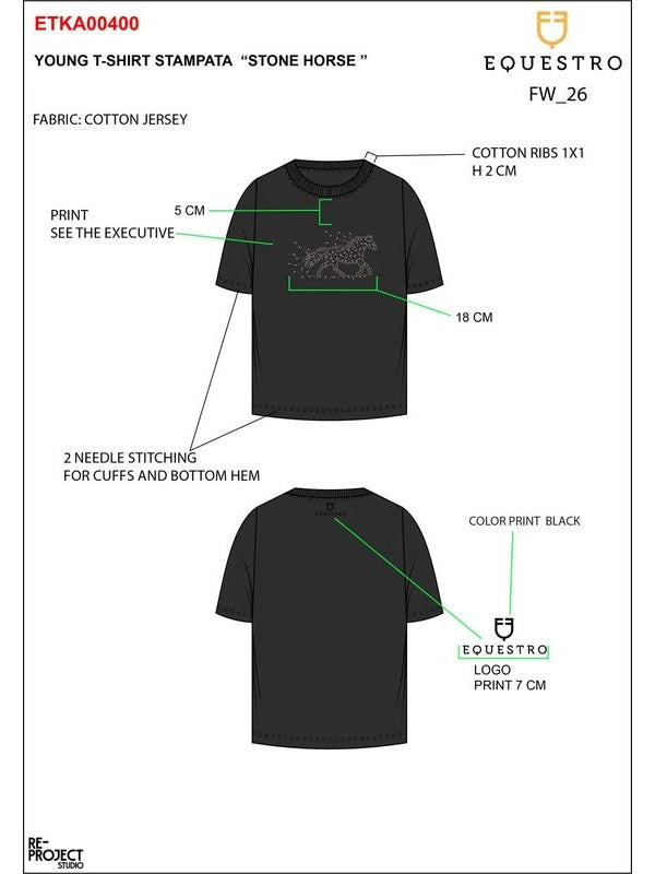 T-shirt bambina Stone Horse in cotone