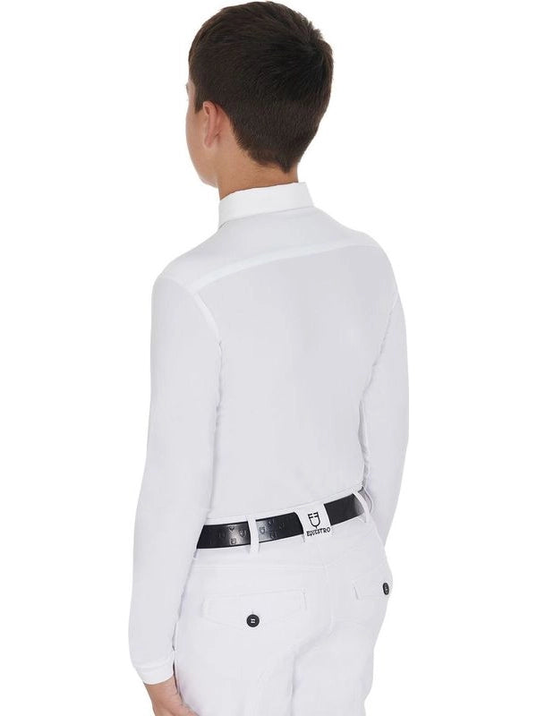 Polo bambino manica lunga in tessuto tecnico felpato