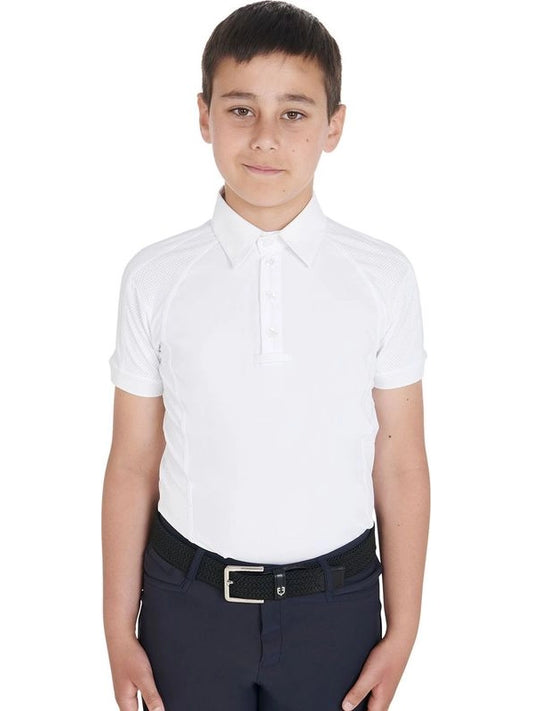 Polo bambino da concorso slim fit quattro bottoni