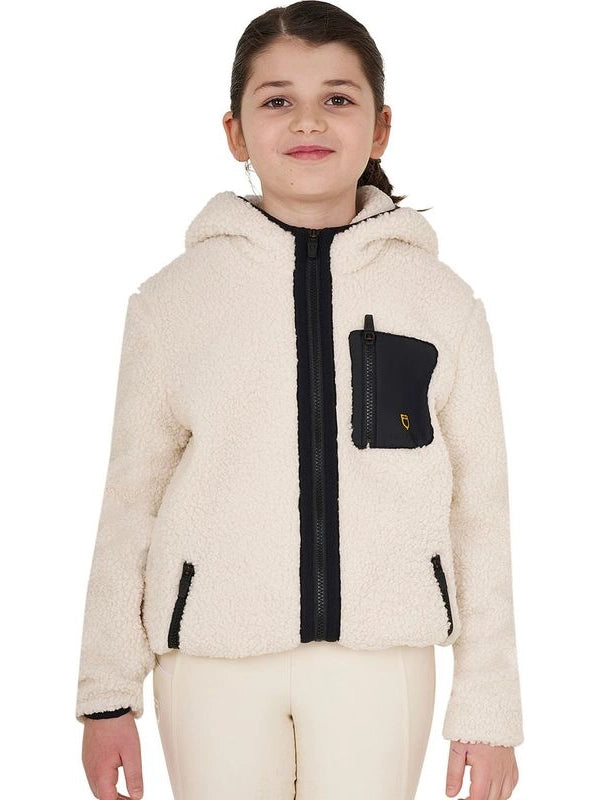 Felpa bambina in pile ricciolo con zip frontale