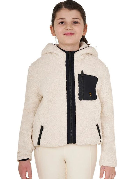 Felpa bambina in pile ricciolo con zip frontale