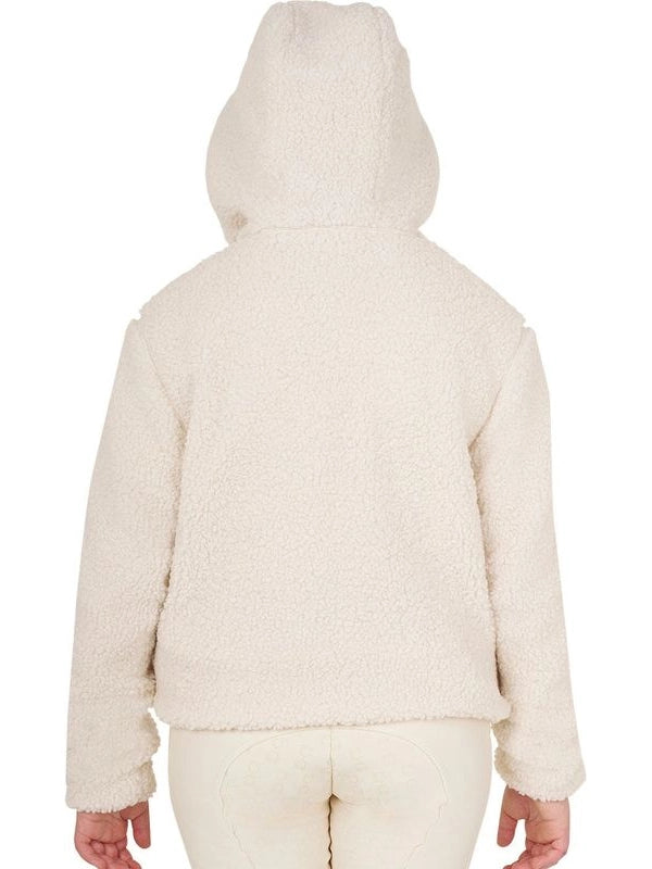 Felpa bambina in pile ricciolo con zip frontale