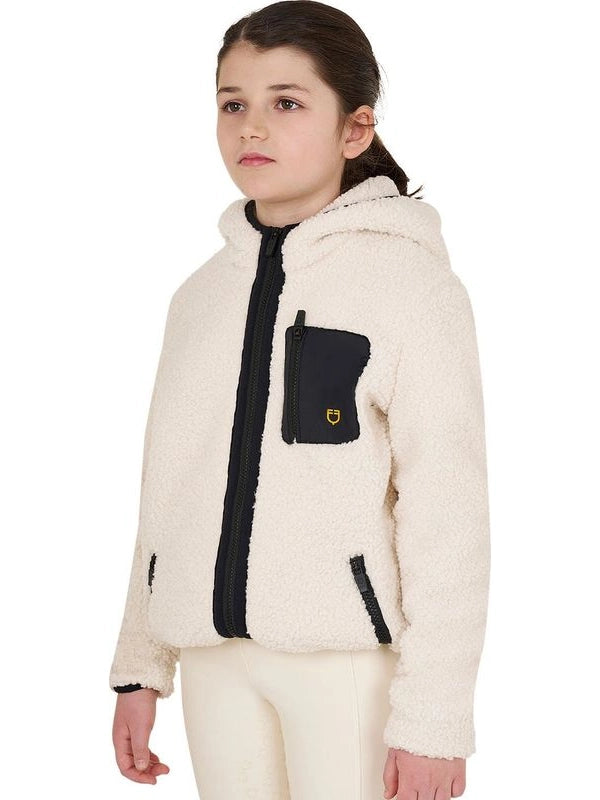 Felpa bambina in pile ricciolo con zip frontale