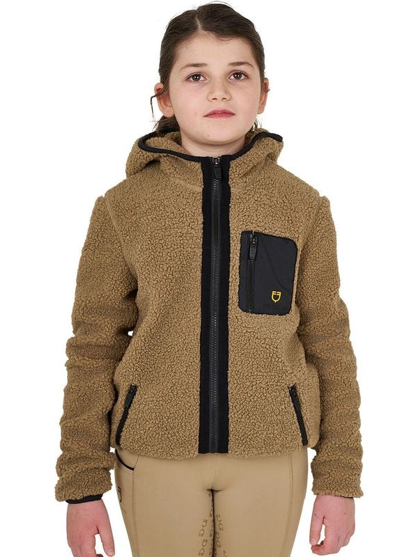 Felpa bambina in pile ricciolo con zip frontale