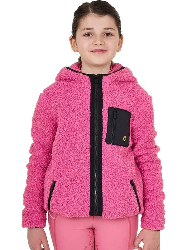 Felpa bambina in pile ricciolo con zip frontale