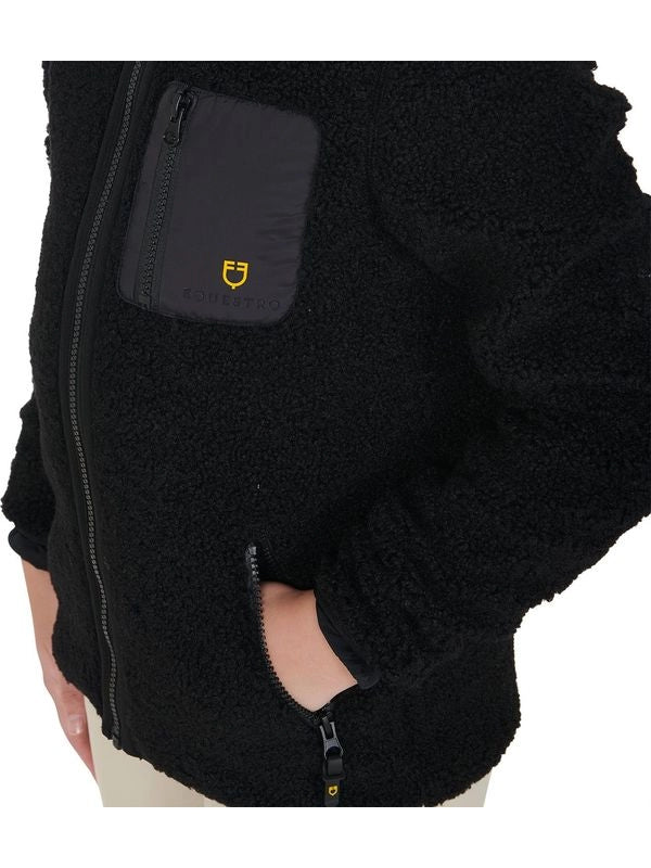 Felpa bambina in pile ricciolo con zip frontale