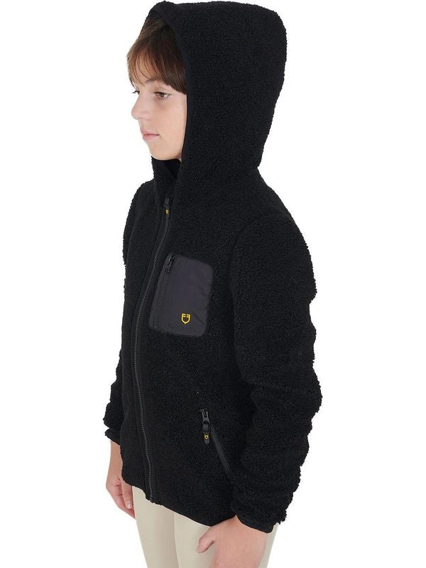 Felpa bambina in pile ricciolo con zip frontale