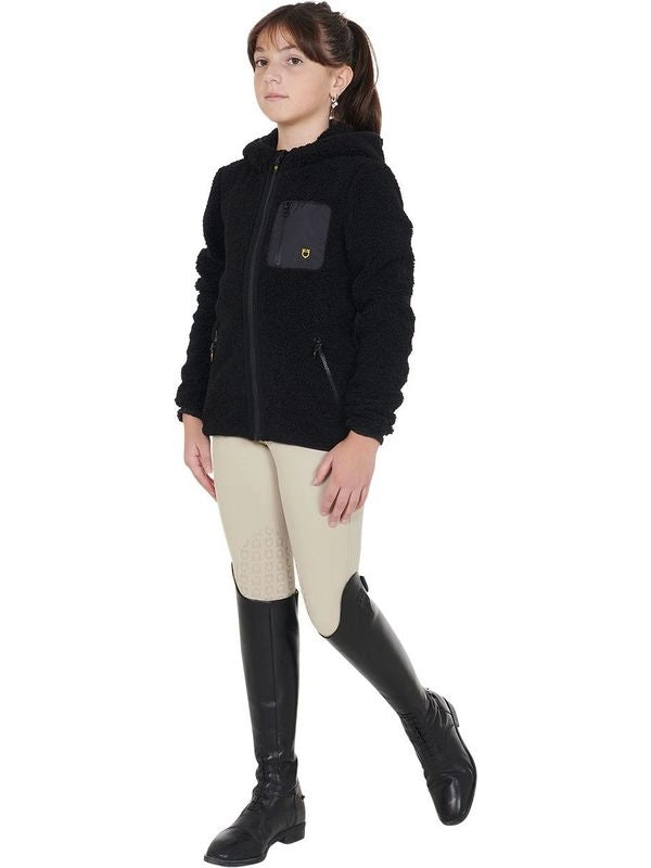 Felpa bambina in pile ricciolo con zip frontale