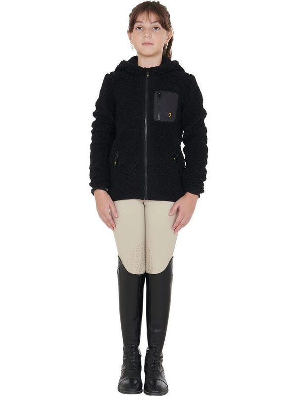 Felpa bambina in pile ricciolo con zip frontale