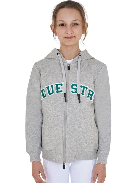Felpa bambini con cappuccio zip e scritta effetto spugna