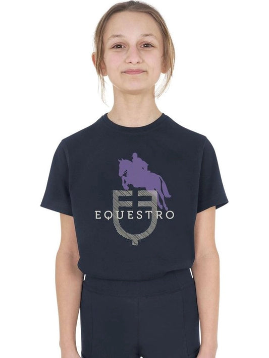 T-shirt bambini unisex Horse Jump Glossy in cotone