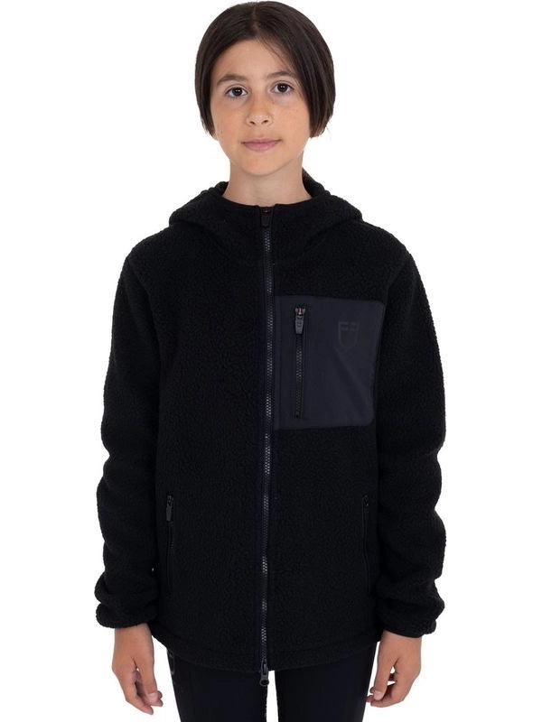 Felpa bambini unisex in pile teddy con zip e cappuccio