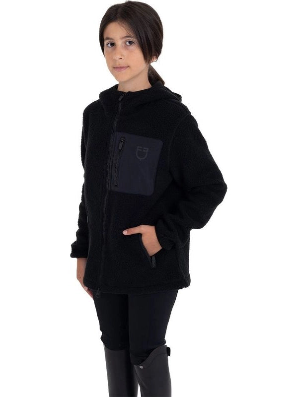 Felpa bambini unisex in pile teddy con zip e cappuccio
