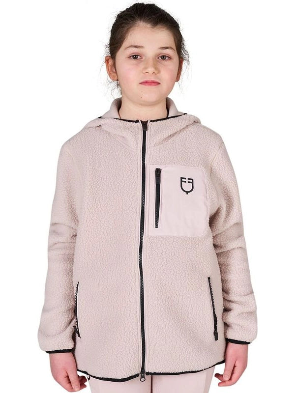 Felpa bambini unisex in pile teddy con zip e cappuccio