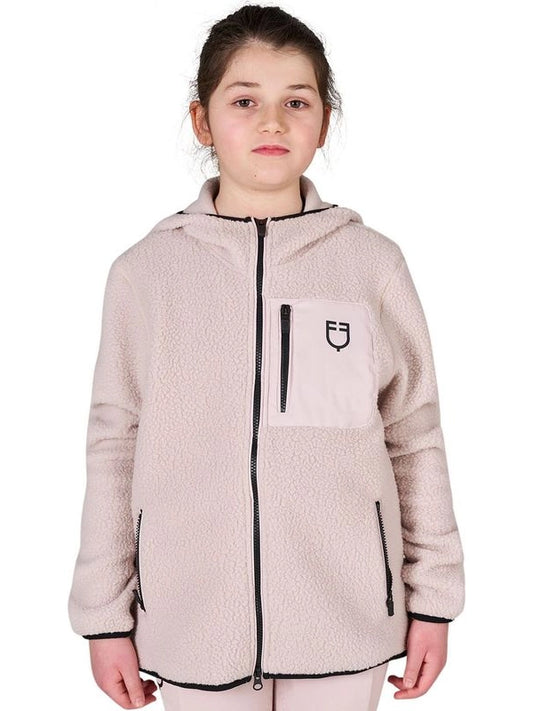 Felpa bambini unisex in pile teddy con zip e cappuccio