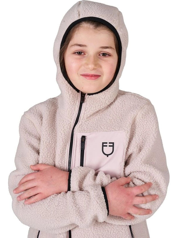 Felpa bambini unisex in pile teddy con zip e cappuccio