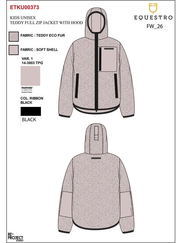 Felpa bambini unisex in pile teddy con zip e cappuccio