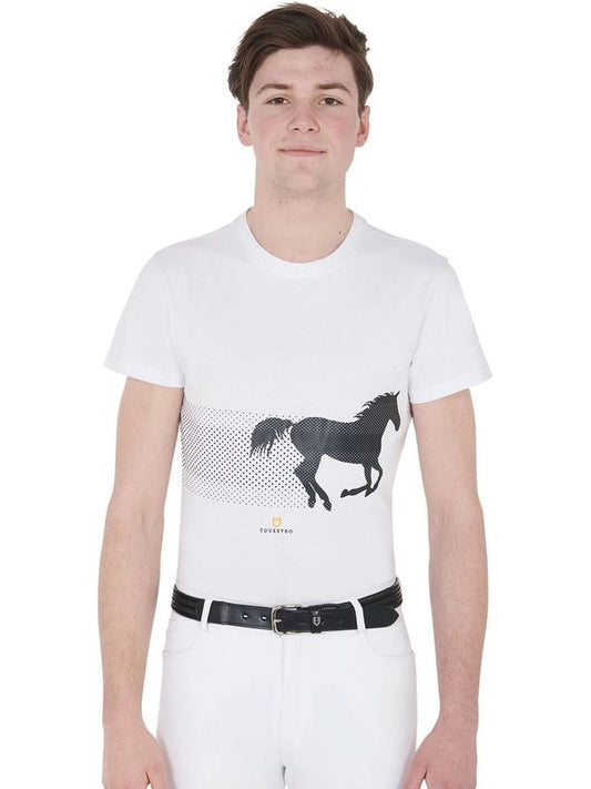T-shirt uomo slim fit con cavallo da corsa