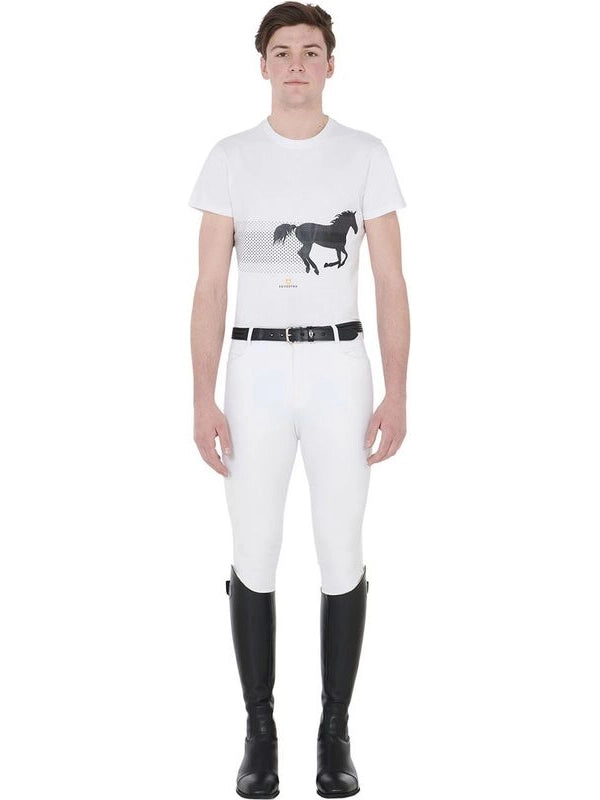 T-shirt uomo slim fit con cavallo da corsa