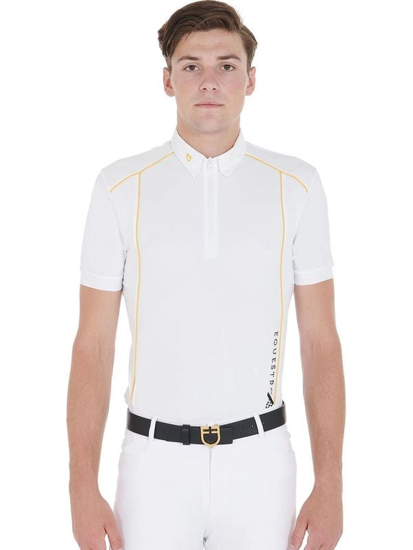 Polo uomo slim fit tessuto tecnico con piping