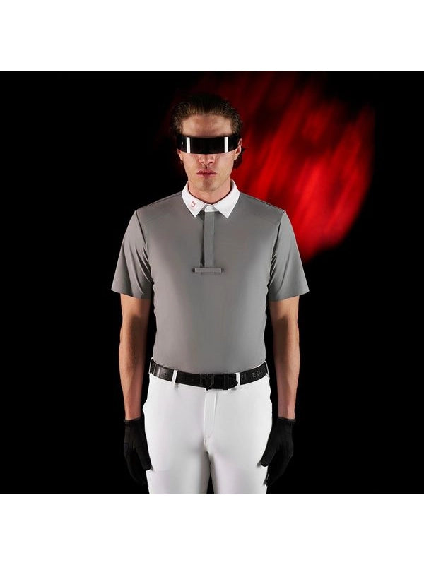 Polo concorso uomo Equestro Ridertechnology manica corta bottoni