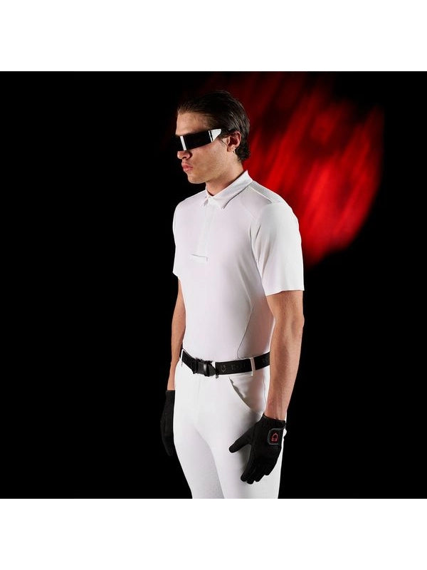 Polo concorso uomo Equestro Ridertechnology manica corta bottoni