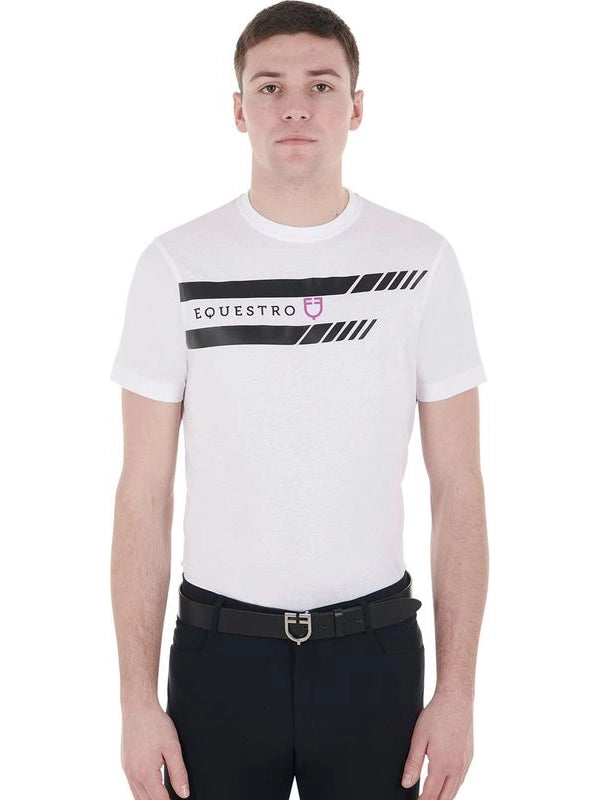 T-shirt da uomo slim fit con logo viola e dettagli neri