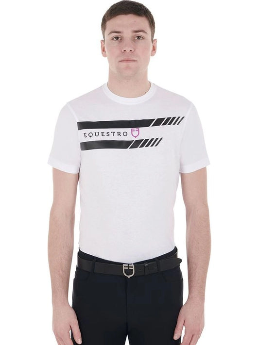 T-shirt da uomo slim fit con logo viola e dettagli neri