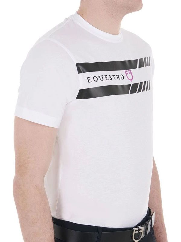 T-shirt da uomo slim fit con logo viola e dettagli neri