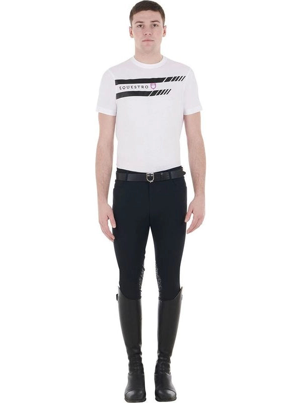 T-shirt da uomo slim fit con logo viola e dettagli neri