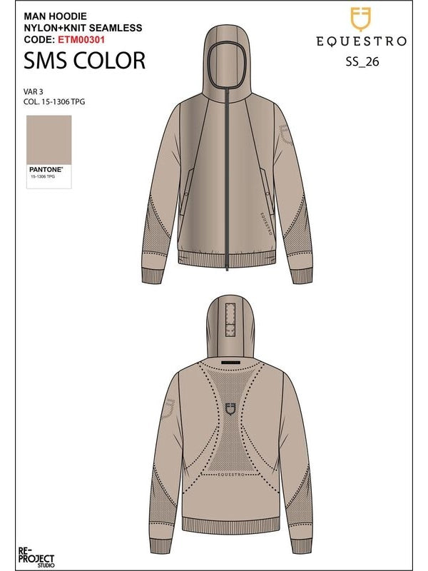 Felpa tecnica uomo con cappuccio e inserti micro mesh